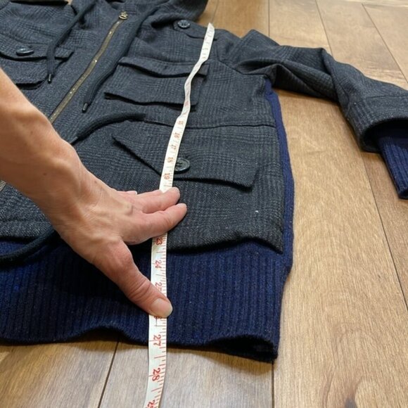 See By Chloe Utility Blazer Jacket Check Hood Knit Wool Varsity Black Navy 4 - Picture 10 of 14